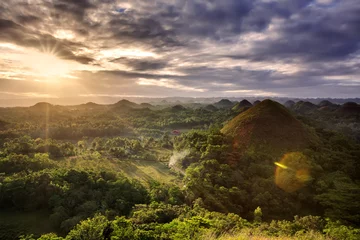 Fotobehang Spectaculaire blik op de chocoladeheuvels, Bohol, Filippijnen © Maygutyak