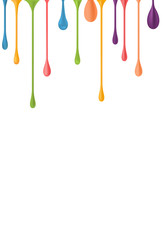 Different colorful drops.  3d illustration. paint falling drips . nail polish drops downfall. rainbow oil paint glossy drops isolated. multicolor nail varnish drips. paint droplet.