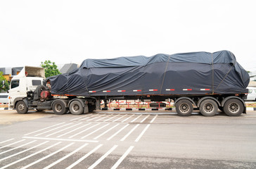 Fototapeta premium trucks Logistic by Cargo truck Import Export business and Industrial on the road . 