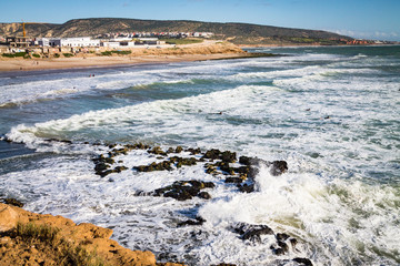 coast near Agadir. rocky coast of the Atlantic Ocean