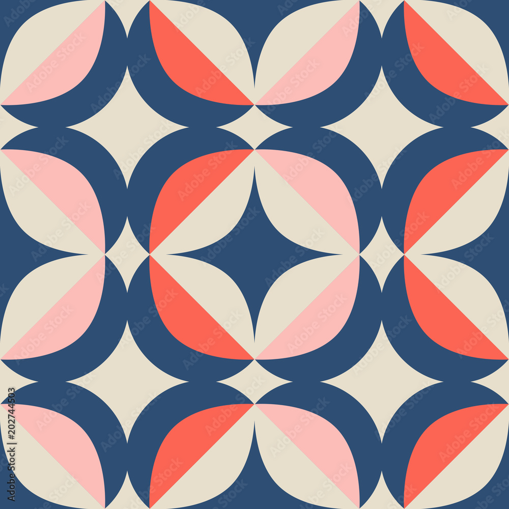 Poster seamless retro pattern in scandinavian style with geometric elements