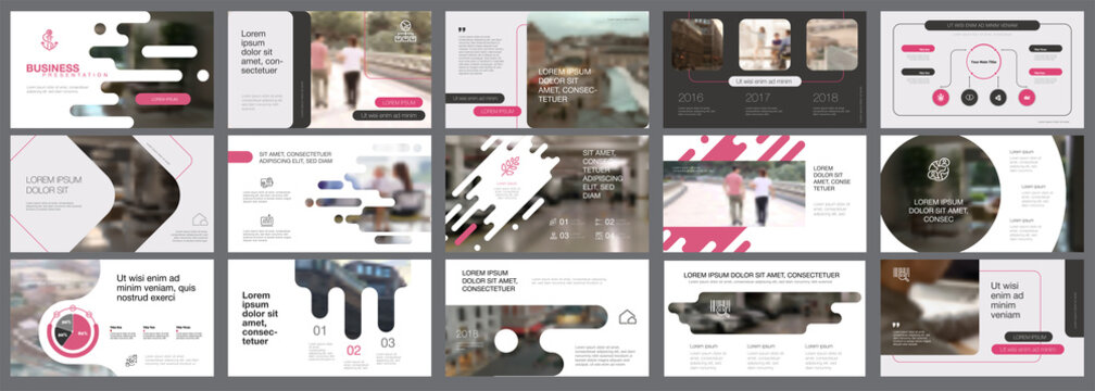 Pink, white and grey infographic elements for presentation