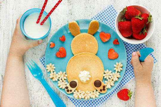 Bunny pancakes for kids breakfast