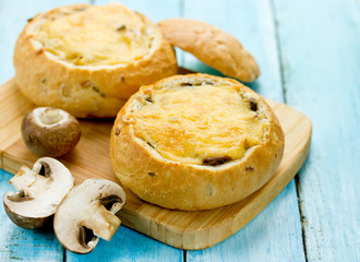 Julienne in dinner roll, creative stuffed burger idea