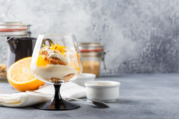 Healthy layered dessert trifle