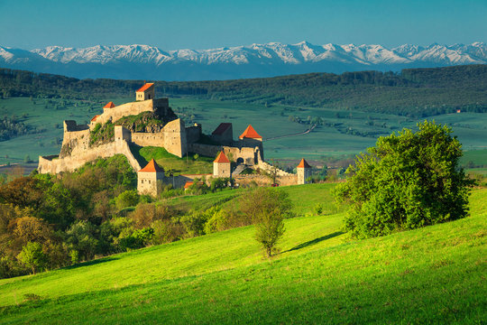 Fantastic medieval fortress in Rupea, Brasov region, Transylvania, Romania, Europe