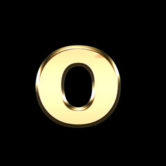 golden english letter o on black background - letters illustration