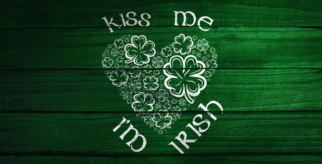 patricks day greeting against overhead of wooden planks