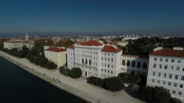 Aerial view of Zadar University by the sea