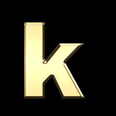 golden english letter k on black background - letters illustration