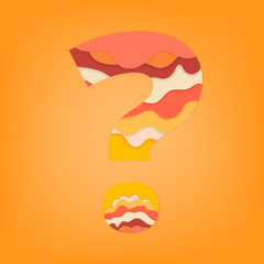 Question mark sign with 3D papercut effect. Vector illustration.