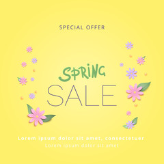Spring Sale banner. Template for advertising. Vector illustration.
