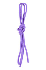 Obraz na płótnie Canvas lilac gymnastic rope on a white background, rope is folded and knotted