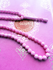 pink Rosary, pink on the Quran.belief.Islam.
