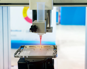 Robot holding glue syringe Injection