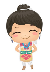 Kid Girl American Indian Navajo Illustration