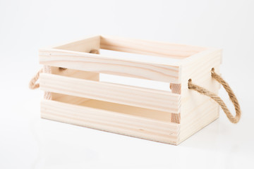 Wooden Box With Rope Handle on white background