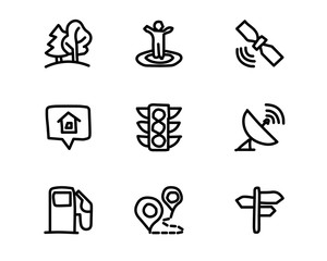 location hand drawn icon set design illustration, hand drawn style design, designed web and app