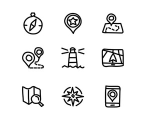 navigation hand drawn icon set design illustration, hand drawn style design, designed web and app