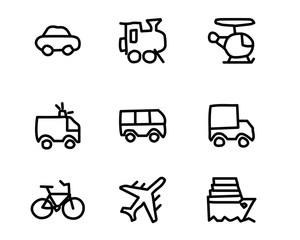 vehicle hand drawn icon set design illustration, hand drawn style design, designed web and app