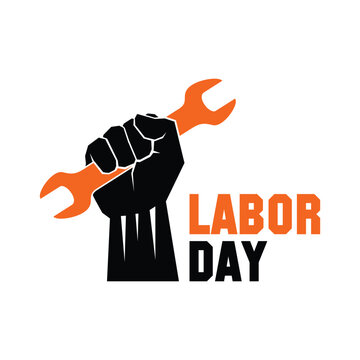 labor day hand wrench vector logo