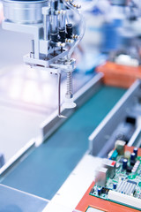 robotic machine tool in industrial manufacture plant,Smart factory industry 4.0 concept.