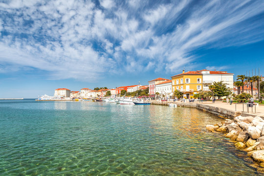 Porec town and harbor on Adriatic sea in Croatia, Europe.