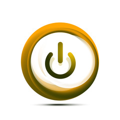 Glass transparent effect power start button, on off icon, vector UI or app symbol design