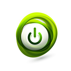 Glass transparent effect power start button, on off icon, vector UI or app symbol design