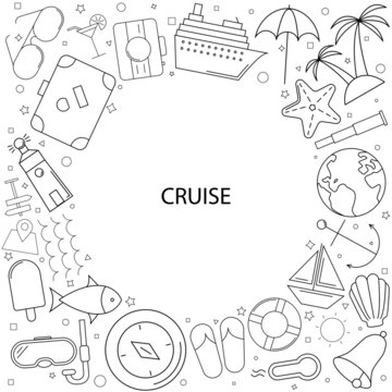 Cruise background from line icon. Linear vector pattern