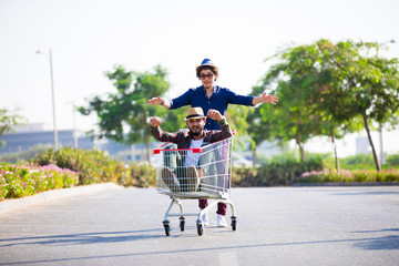 Obraz premium having fun on a trolley