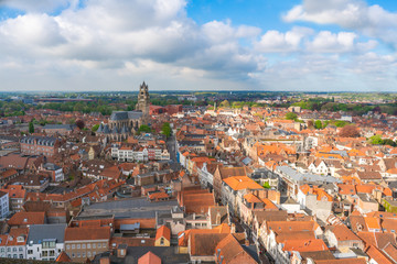 Fototapeta na wymiar Panoramic aerial view of Bruges, Belgium
