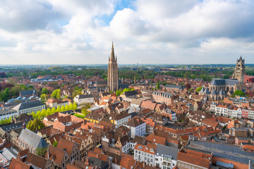 Fototapeta na wymiar Panoramic aerial view of Bruges, Belgium