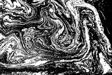 Black and white liquid texture. Hand drawn marbling illustration. Abstract vector background. Monochrome marble pattern.