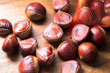 栗、複数、秋の味覚、秋