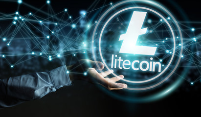 Businessman using litecoins cryptocurrency 3D rendering