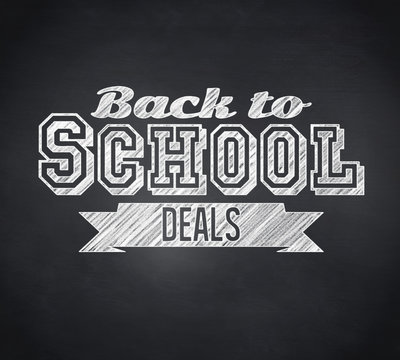 Composite image of Back to school deals message against blackboard - Powered by Adobe