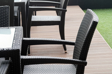 Black chair in the garden