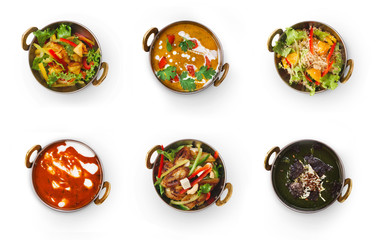 Fototapeta na wymiar Collage of restaurant dishes isolated on white
