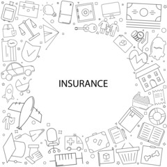 Insurance background from line icon. Linear vector pattern