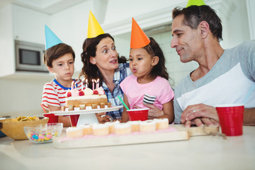 Happy family celebrating a birthday