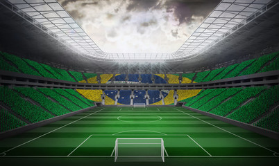 Digitally generated brazilian national flag against football stadium © vectorfusionart