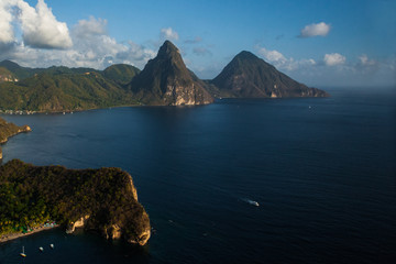 Aerial View of Petit and Gros Piton, St. Lucia