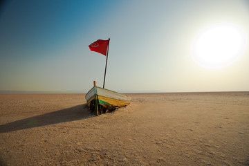 Boat rack stranded in the desert