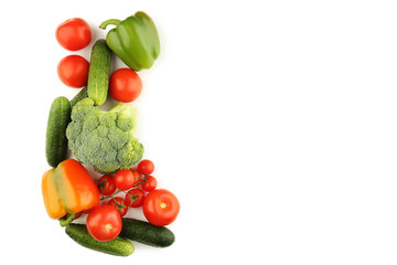 Ripe vegetables isolated on white background