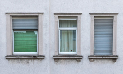 Fototapeta na wymiar Drei Fenster mit Sichtschutz