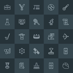 Modern Simple Set of science, sports, education Vector outline Icons. Contains such Icons as  helmet,  man,  rights,  young,  financial and more on dark background. Fully Editable. Pixel Perfect.
