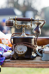 Vintage telephone in a flea market