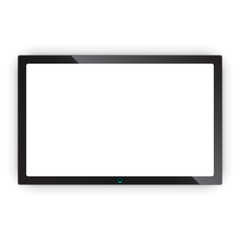 Realistic tv screen vector icon in flat style. Monitor plasma illustration on white isolated background. Tv display business concept.