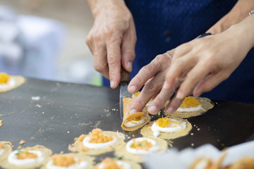 Cooking Fresh Thai Crispy Pancake